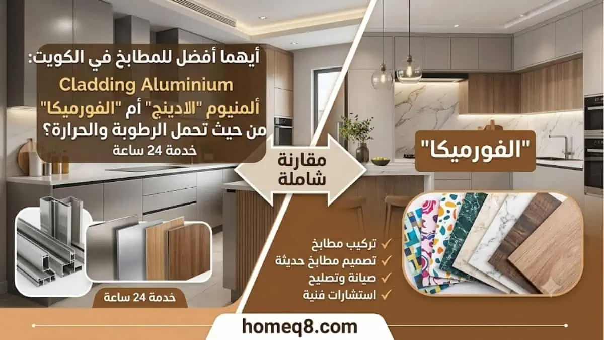 أيهما أفضل للمطابخ في الكويت ألمنيوم الكلادينج أم الفورميكا من حيث تحمل الرطوبة والحرارة